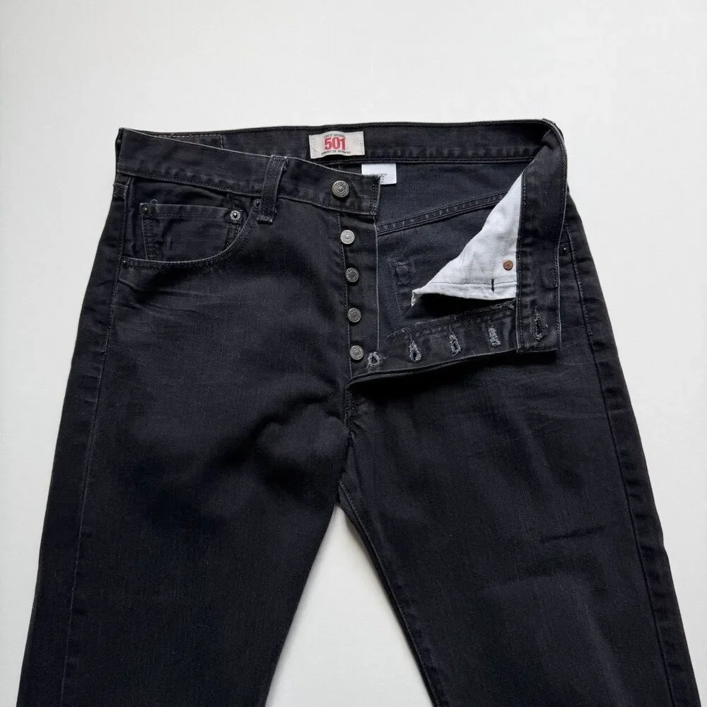 Levi’s 501 Men’s 33x30 Black Jeans Straight Leg Button Fly 100% Cotton